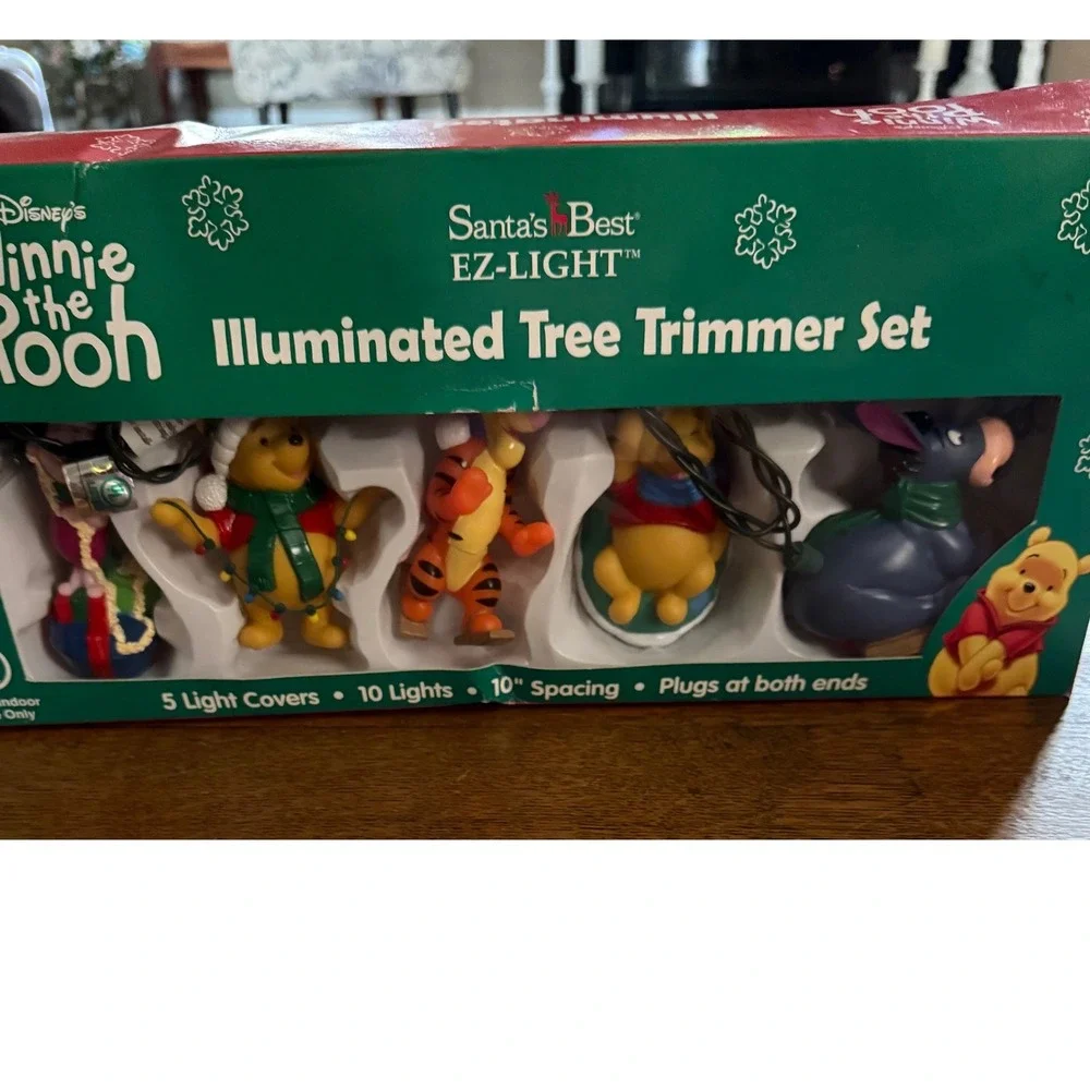 Disney Winnie the Pooh Santa's Best EZ-LIGHT Illuminated Tree Trimmer Set 10ct